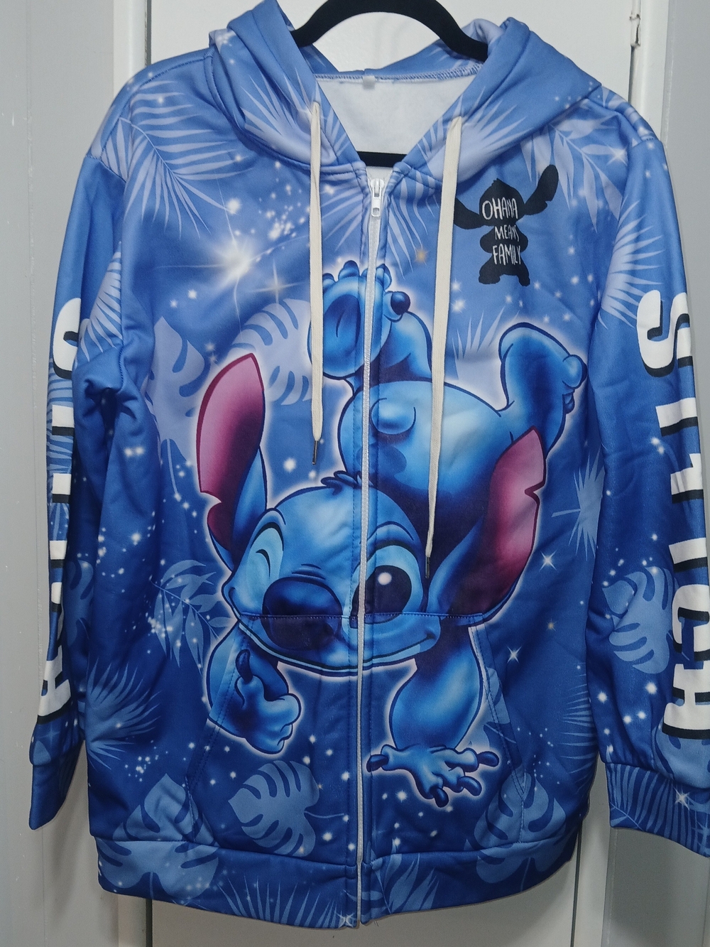 Blue Adult Hoodie with Stitch Graphic